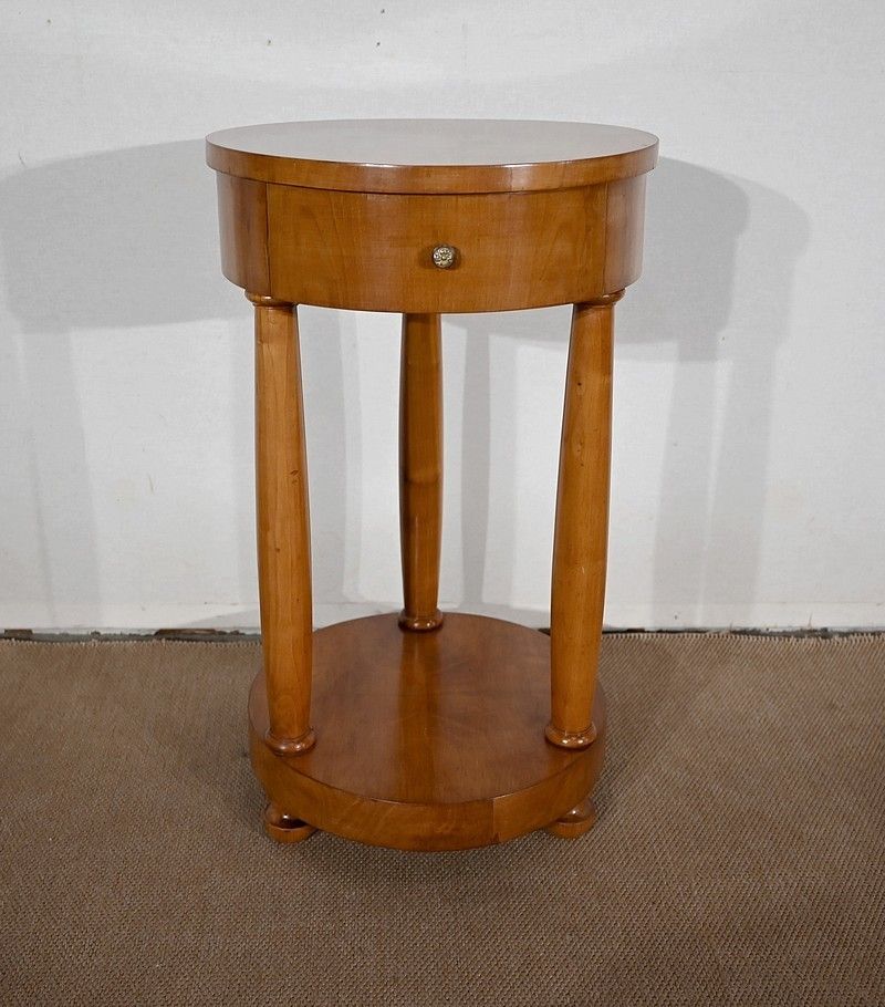 photo for sale Pair Of Small Cherrywood Pedestal Tables, Empire Style, Mid 20th Century