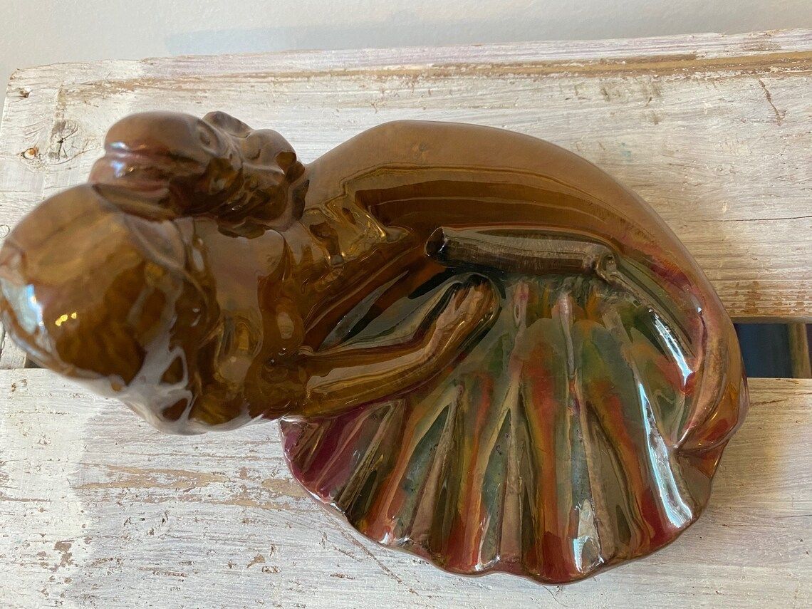 Mermaid Figurine / Bowl By The Icelandic Artist Gudmundur Einarsson. Made In Iceland Circa 1930s 1940s photo Home Decor