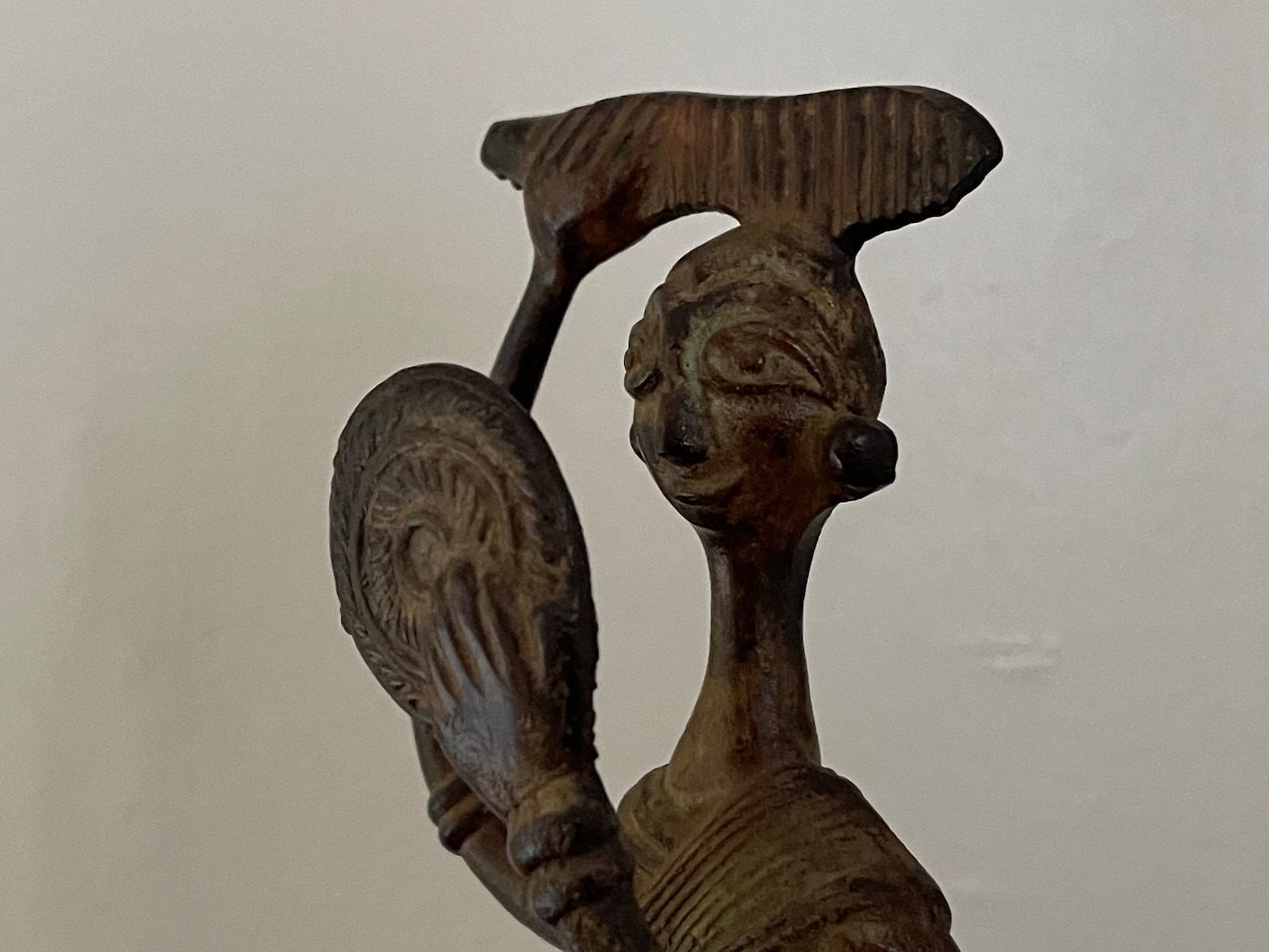 Large Bronze Figure Of Woman Combing Her Hair And Looking In The Mirror Asia