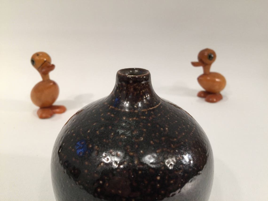 Miniature Vase From Swedish Stoneware Producer Wallakra, Salt Glazed, Scandinavian Home Decor photo Home Decor