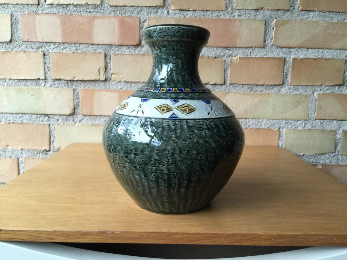 Chamotte Vase By Yngve Blixt, 1950s, For The Swedish Hoganas Mid Century Modern, Signed 1958