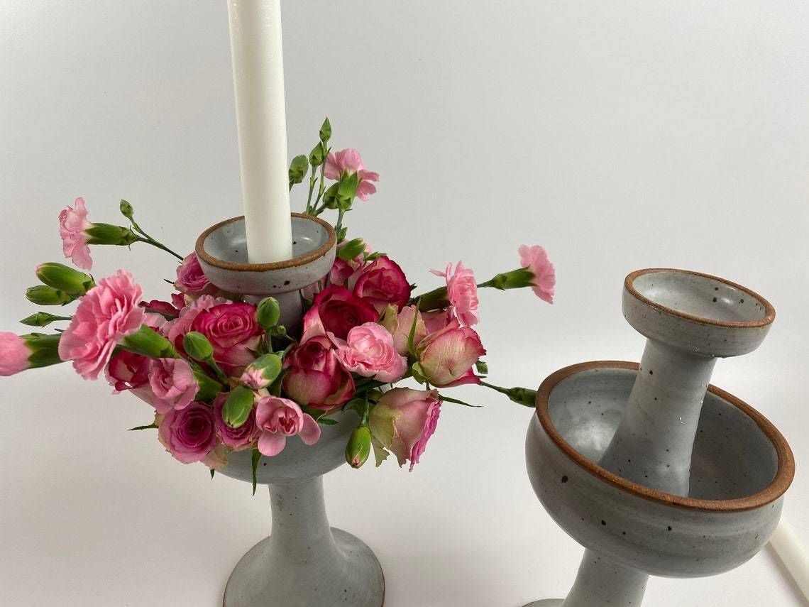 photo for sale Helle Allpass, Own Studio, Pair Of Candlesticks Of Ceramics, 1970s