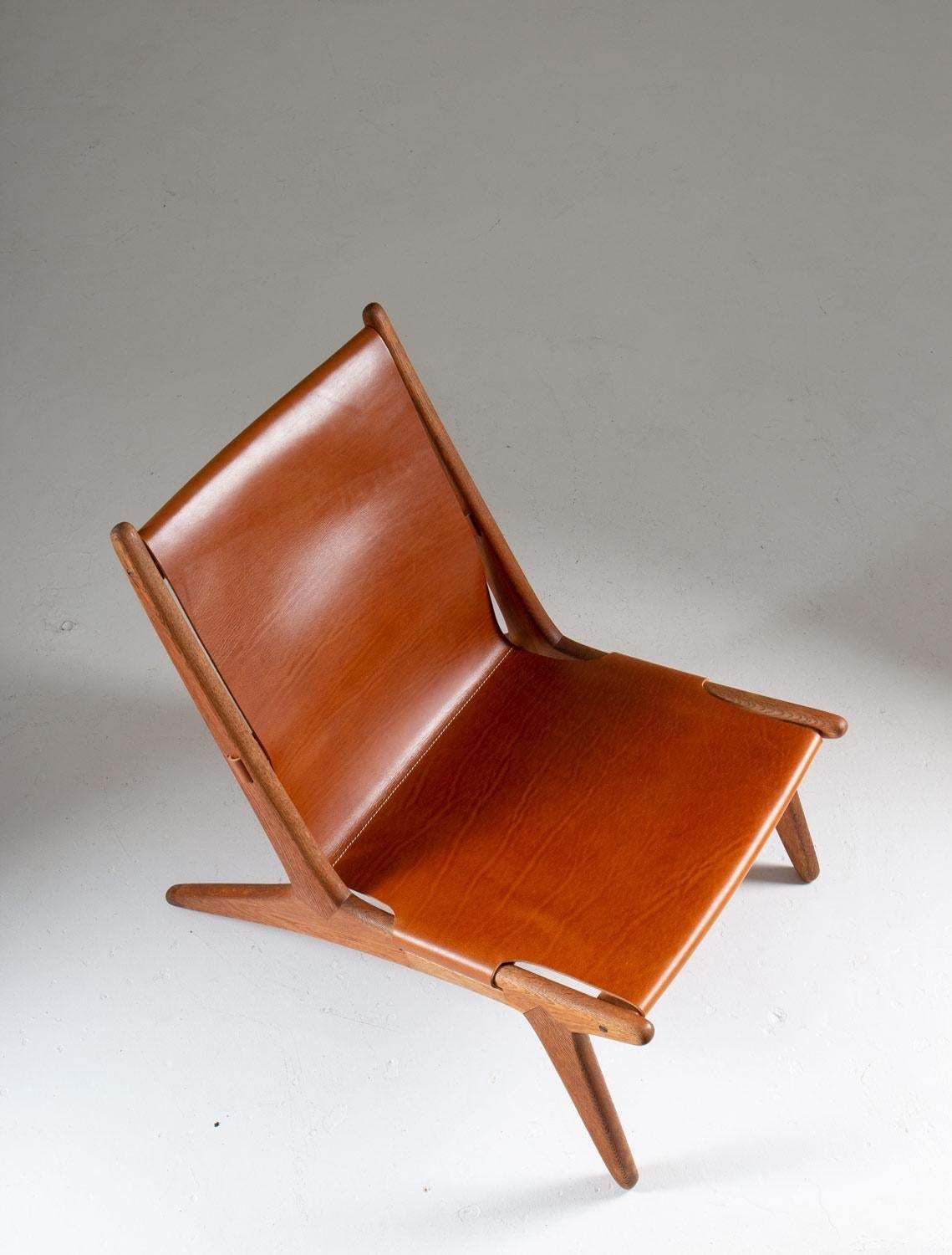Pair Of Rare Hunting Chairs 204 By Uno & Östen Kristiansson For Luxus, Sweden photo for sale