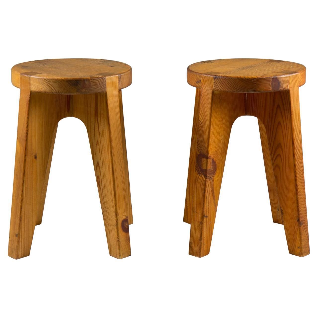 Swedish Stools In Pine, 1970s, Vintage
