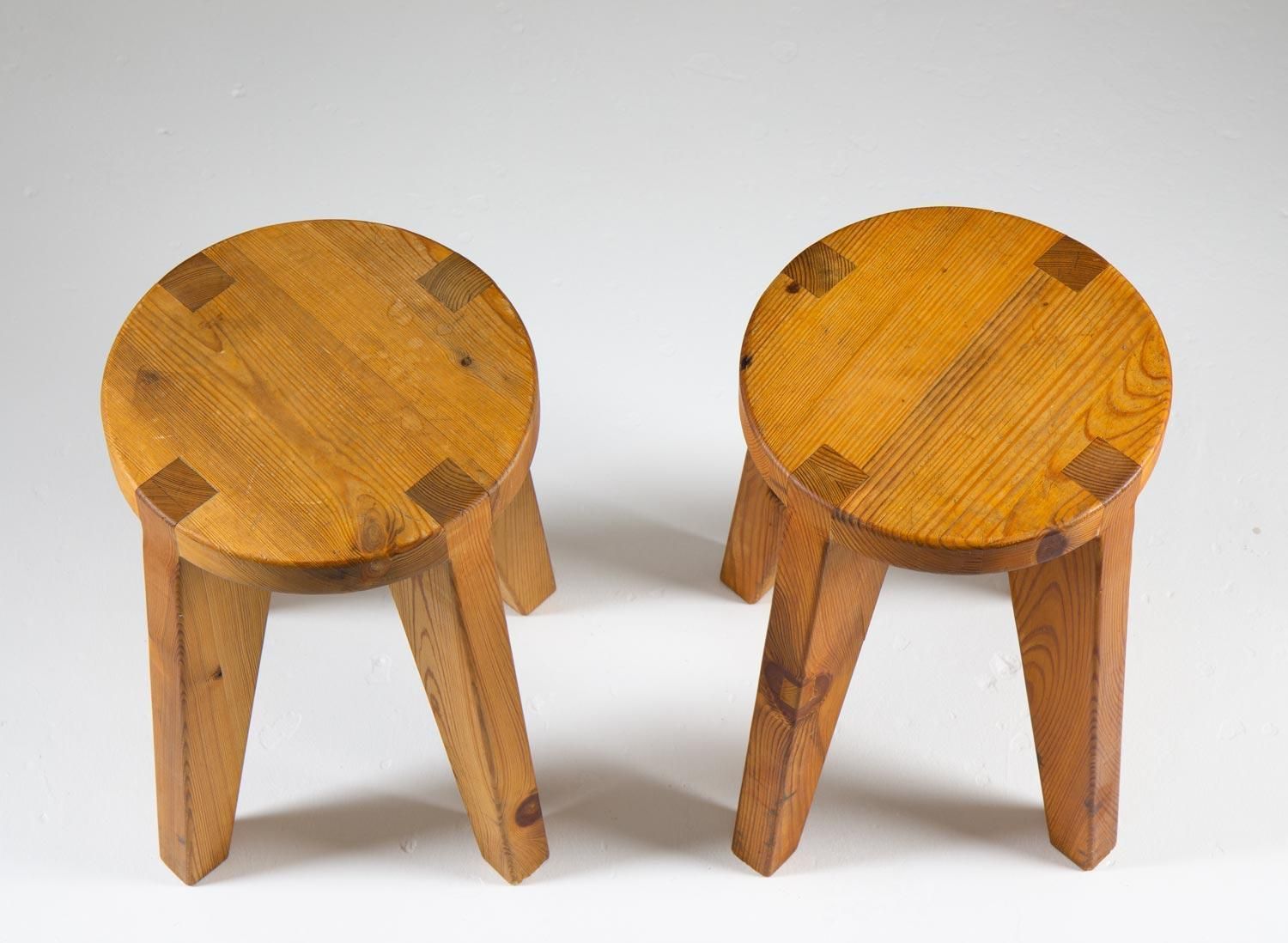 Swedish Stools In Pine, 1970s, Vintage photo for sale