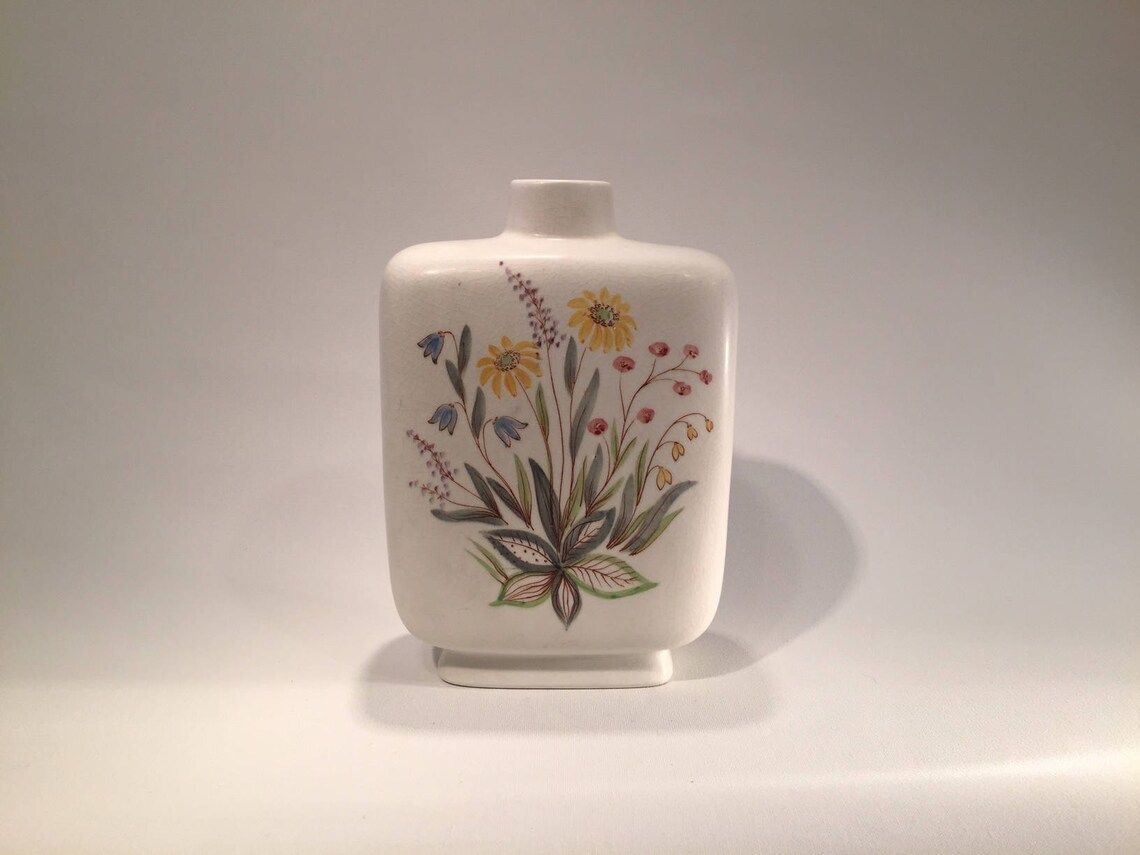 Rorstrand Vase With Flower Motif, By Lars Thorén, Scandinavian Mid Century Modern, 1950s From Sweden