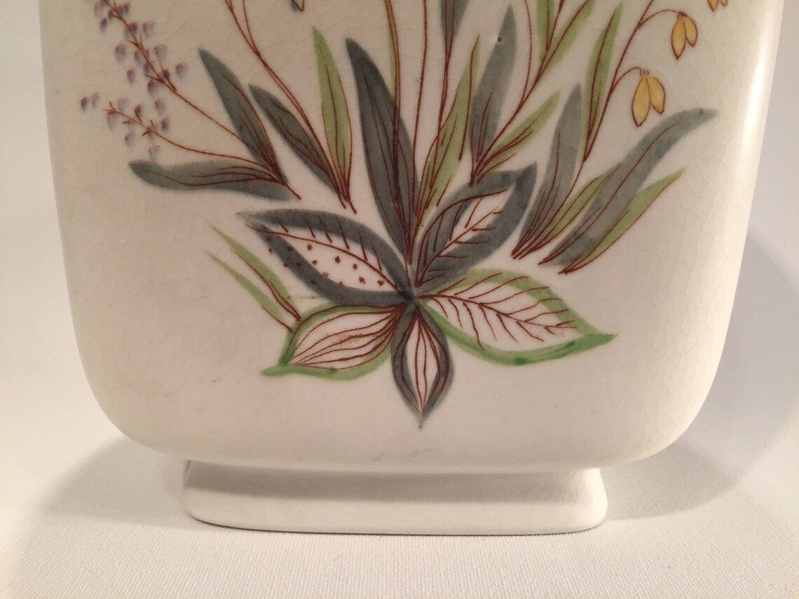 Rorstrand Vase With Flower Motif, By Lars Thorén, Scandinavian Mid Century Modern, 1950s From Sweden photo for sale