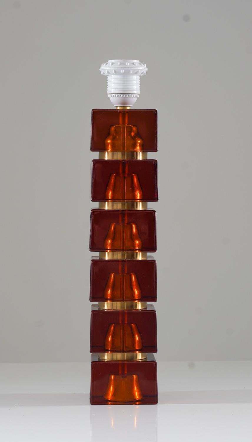 Pair Of Swedish Mid Century Table Lamps In Glass And Brass photo 2492.0