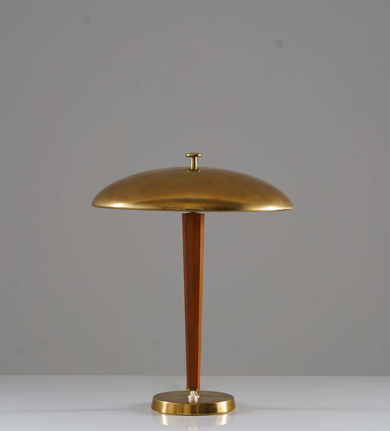 Swedish Modern Table Lamp In Brass And Oak By Nordiska Kompaniet 'Nk' photo furniture