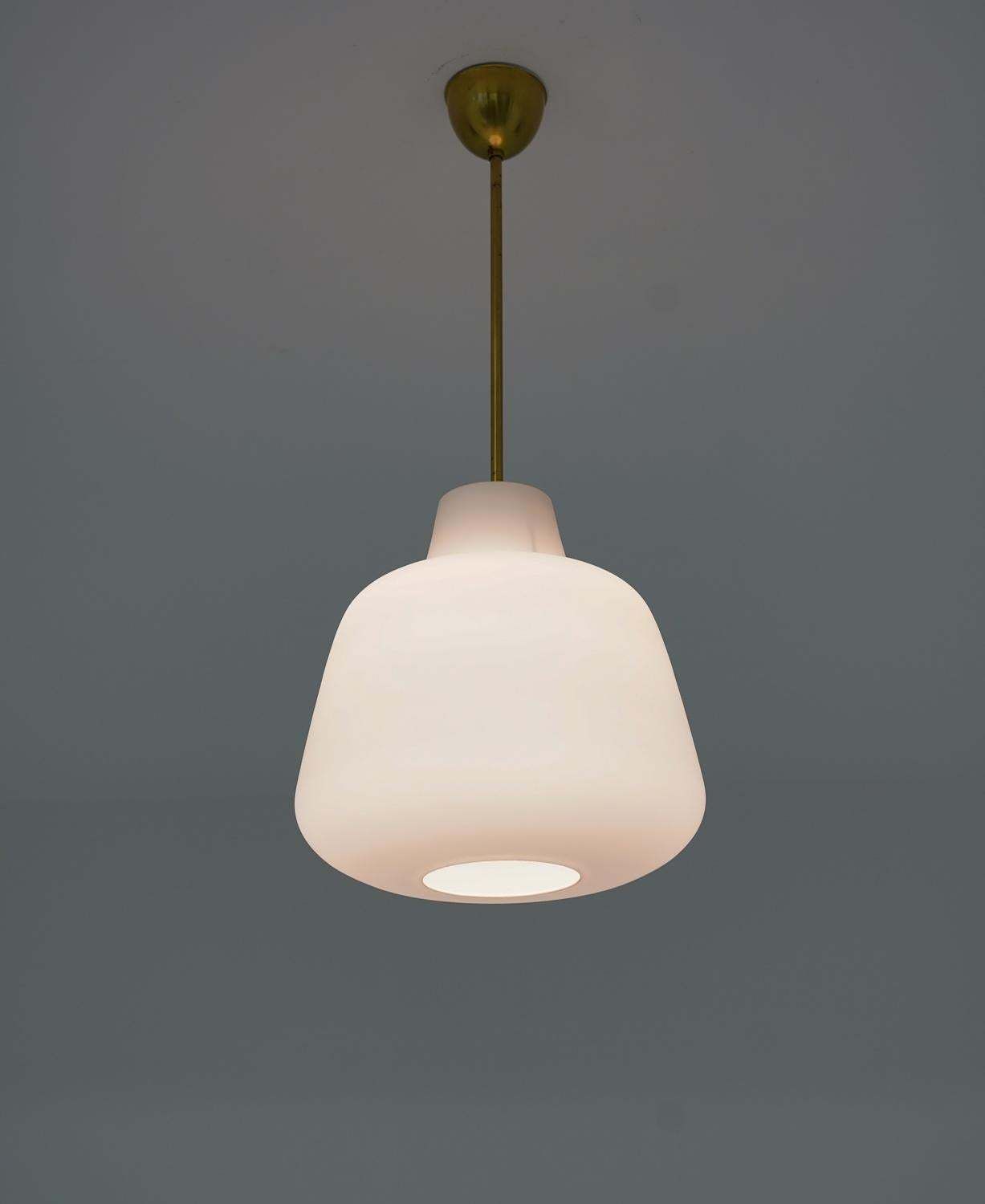 Pair Of Large Scandinavian Glass Pendants By Asea, Swedish Modern, 1940s photo 5340.0