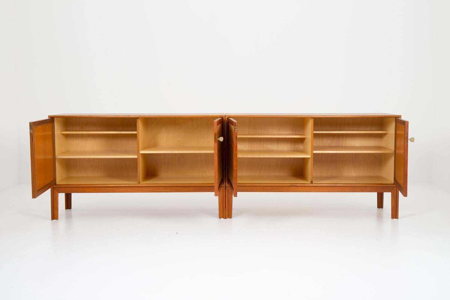 photo furniture Pair Of Mid Century Scandinavian Sideboards In Teak And Rattan By Alf Svensson