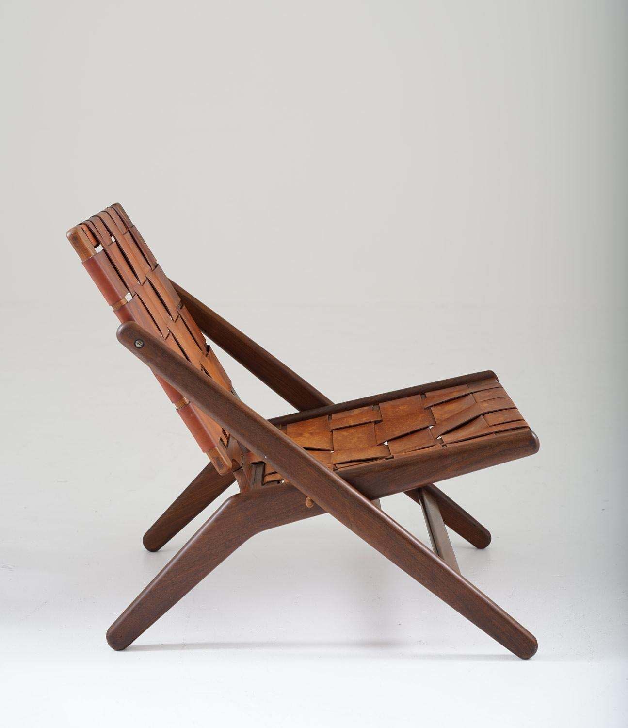 Danish Easy Chair By Arne Hovmand Olsen In Leather And Walnut photo for sale