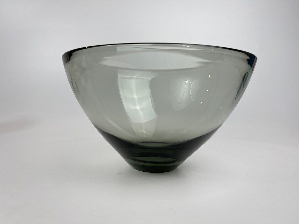 Per Lutken For Holmegaard, Smoke Colored Art Glass Bowl, Scandinavian Mid Century Modern From Denmark photo furniture