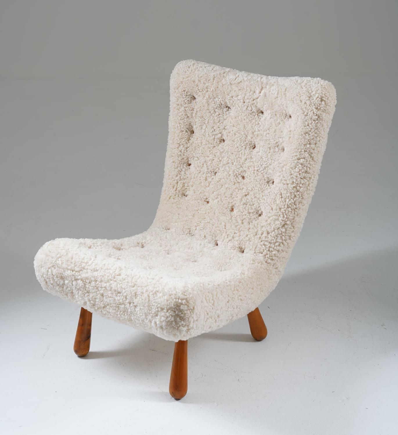 Scandinavian Mid Century Lounge Chair In Sheepskin photo furniture