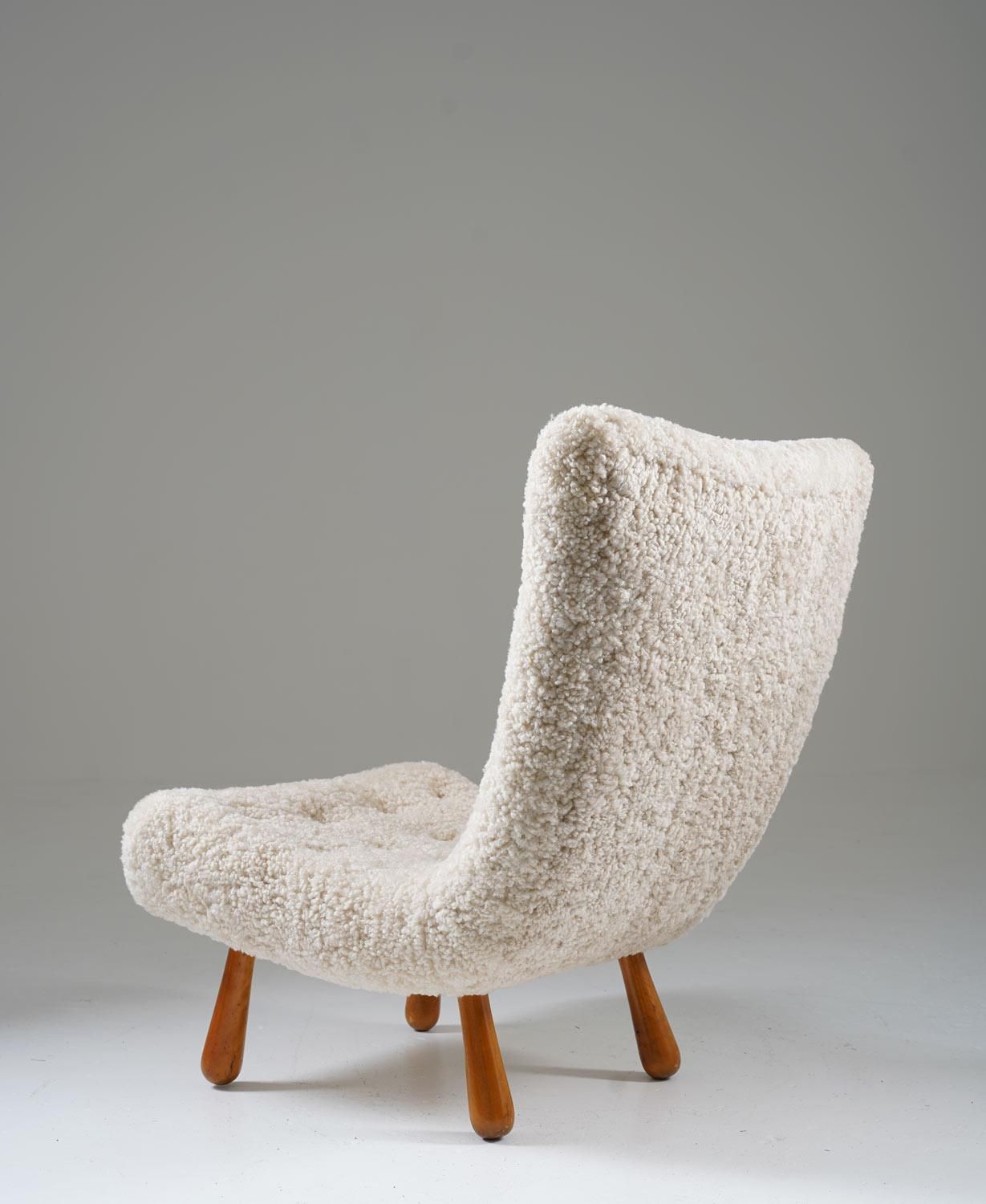 Scandinavian Mid Century Lounge Chair In Sheepskin photo Furniture