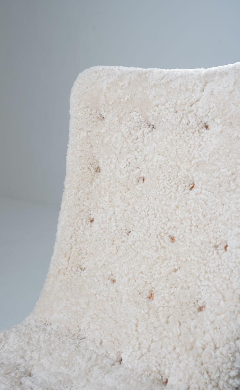 Scandinavian Mid Century Lounge Chair In Sheepskin photo buy
