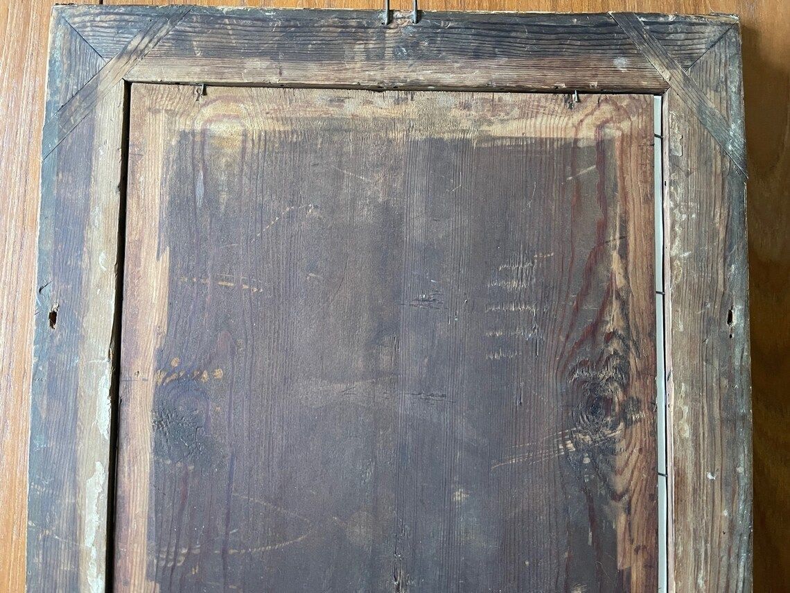 19th Century Picture Frame With Glass Wood With Tulle Fabric And Gilding With Print By Christian The Ix King Of Denmark photo buy