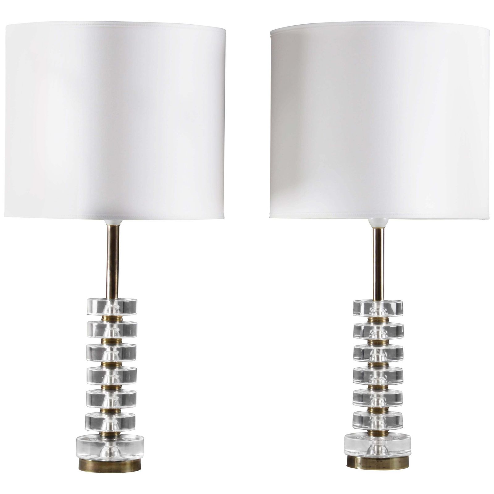 Pair Of Swedish Crystal Glass Table Lamps By Carl Fagerlund For Orrefors