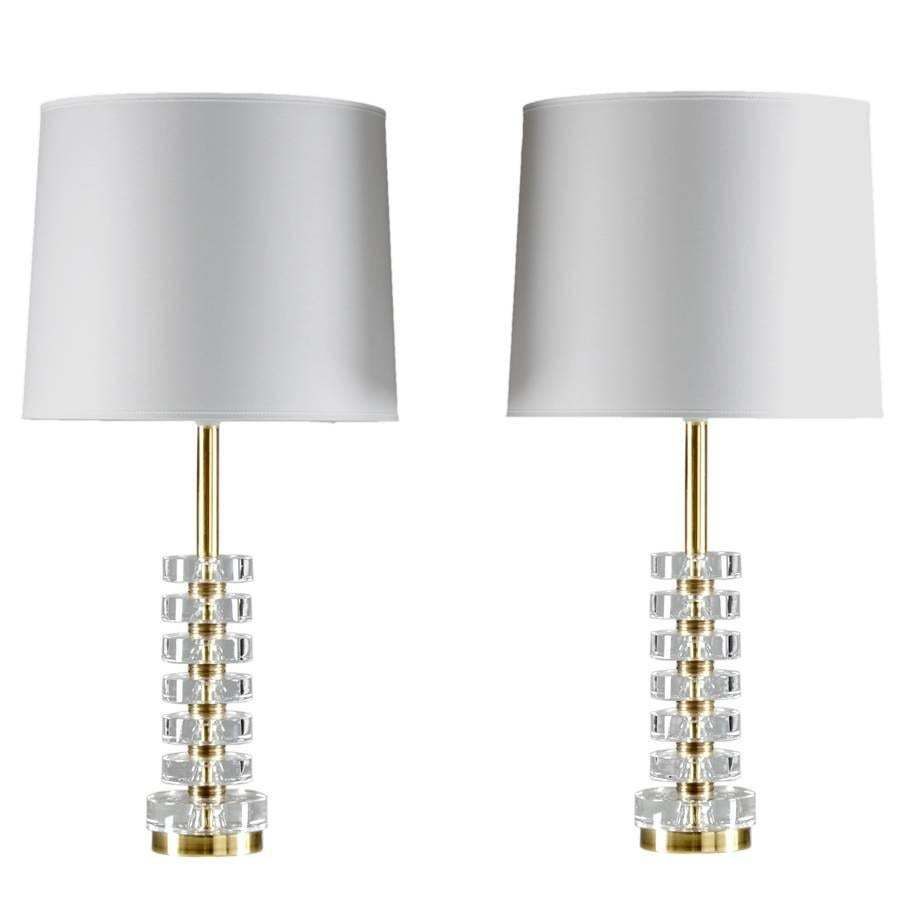 Pair Of Swedish Crystal Glass Table Lamps By Carl Fagerlund For Orrefors photo furniture