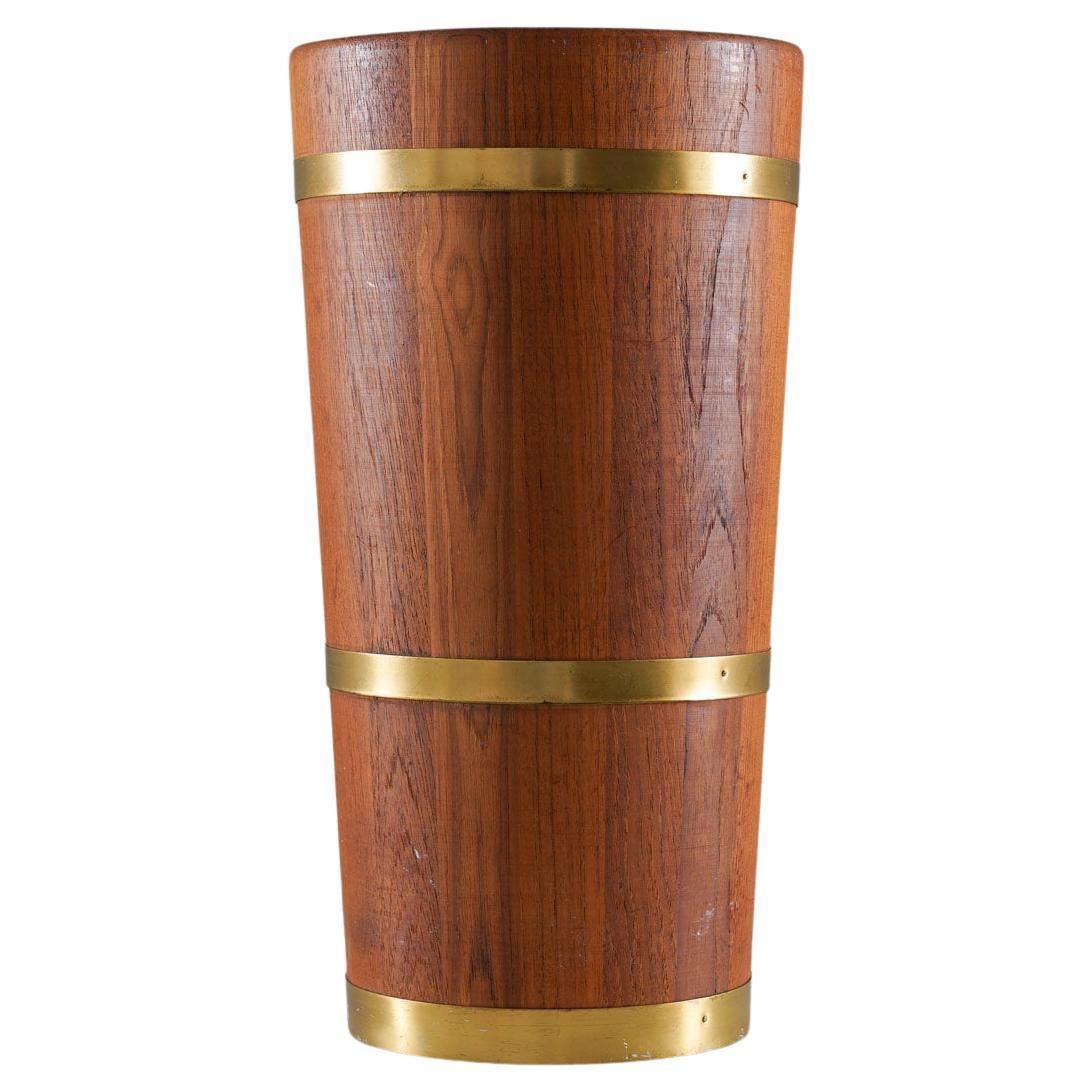 Midcentury Scandinavian Umbrella Stand In Teak And Brass
