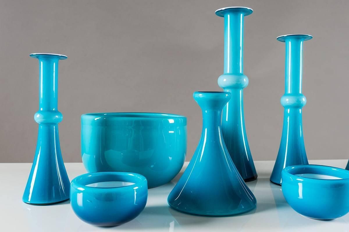 Collection Of Scandinavian Blue Glass By Per Lutken For Holmegaard photo furniture