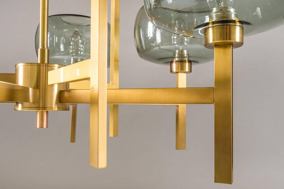 Five Swedish Chandeliers In Brass And Glass By Holger Johansson photo vinterior