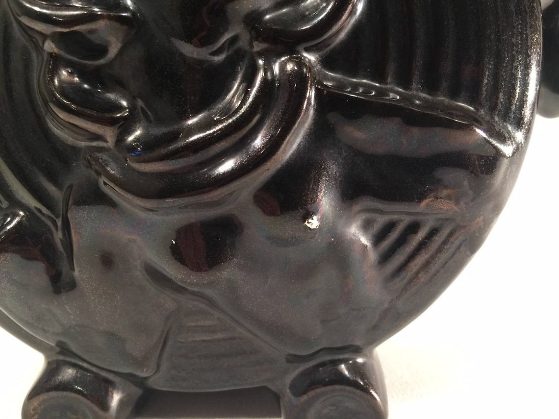 Art Deco Madonna Vase By Michael Andersen And Son, Bornholm, Denmark Between 1930 And 1950, Black Glazed Danish Mid Century Modern photo buy