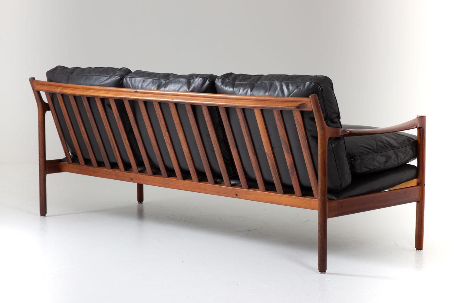 Midcentury Scandinavian Sofa In Leather And Rosewood By Torbjørn Afdal photo furniture