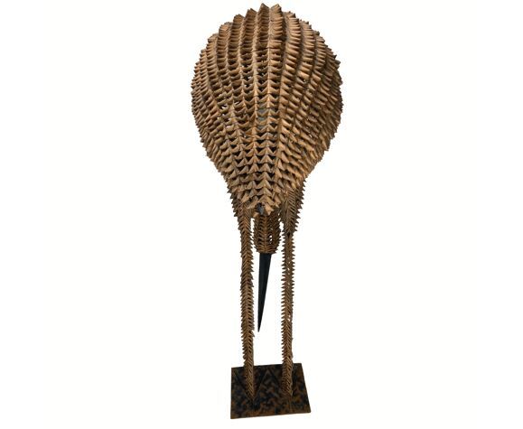 Lighting 1960s Bamboo Rattan Wicker Crane Flamingo Bird Lamp USA photo