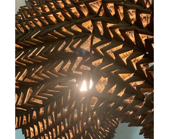 photo vintage 1960s Bamboo Rattan Wicker Crane Flamingo Bird Lamp USA