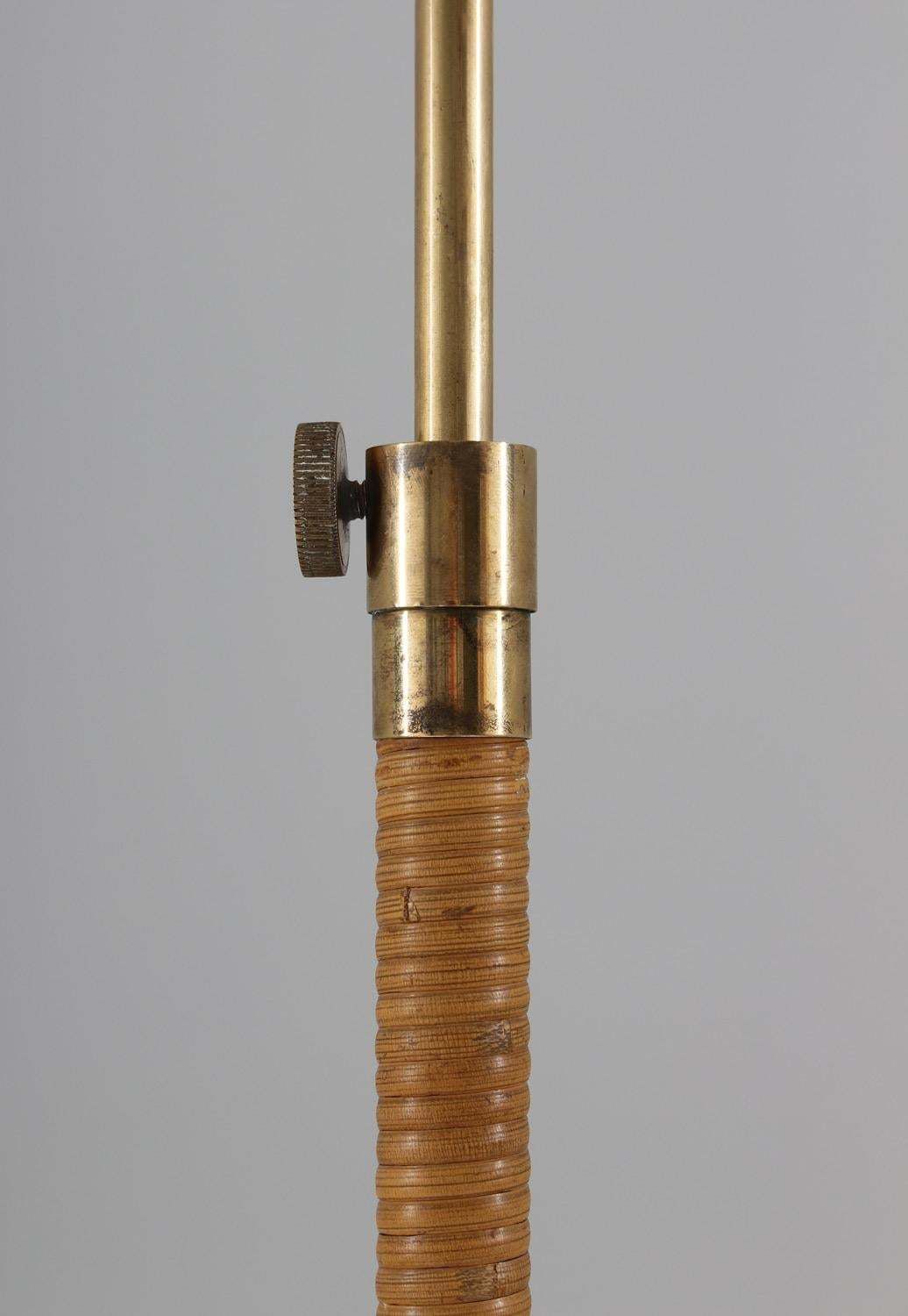 Swedish Modern Midcentury Floor Lamp In Brass And Rattan, 1940s photo 2314.0