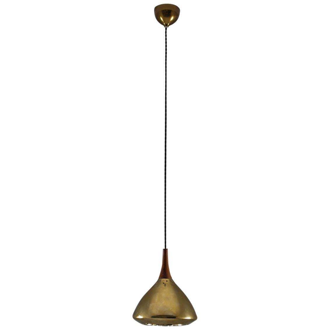Swedish Pendant In Rosewood And Perforated Brass By Falkenberg