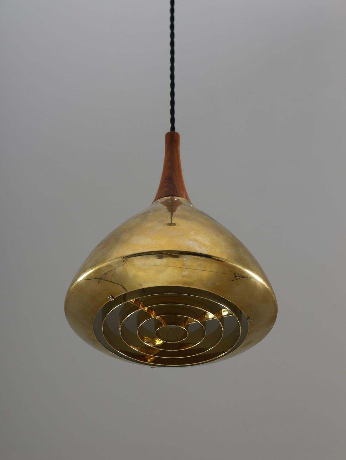 Swedish Pendant In Rosewood And Perforated Brass By Falkenberg photo 1335.0