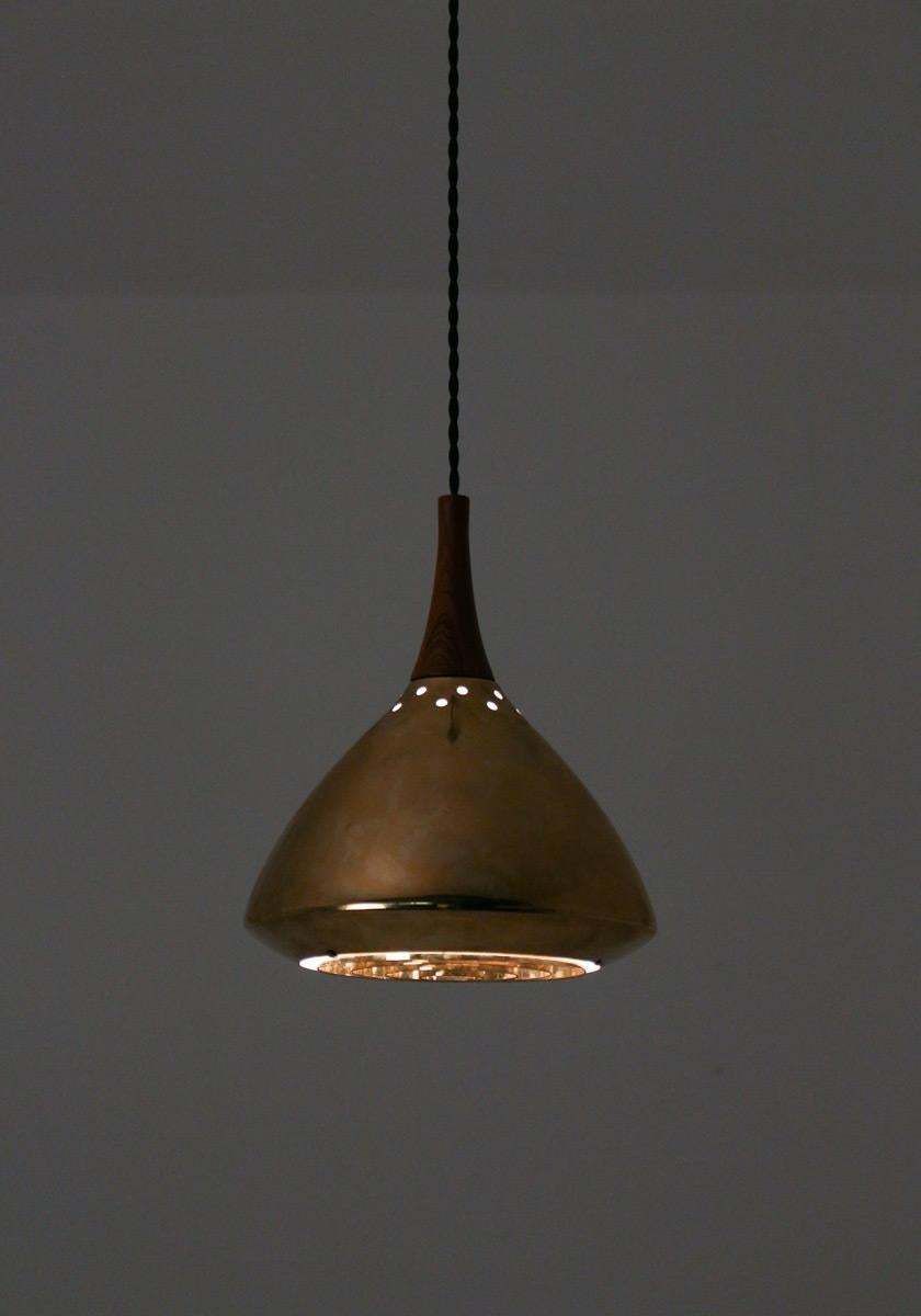 photo furniture Swedish Pendant In Rosewood And Perforated Brass By Falkenberg