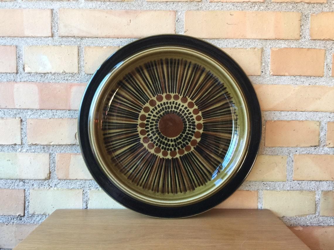 Arabia Finland, Serving Plate, Kosmos, By Gunvor Olin Gronqvist, 1960s 1970s, Scandinavian Space Age With Beautiful Handprinted Motive