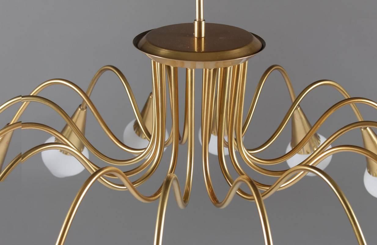 Scandinavian Midcentury Starburst Chandeliers In Brass By Böhlmarks, Sweden photo vinterior