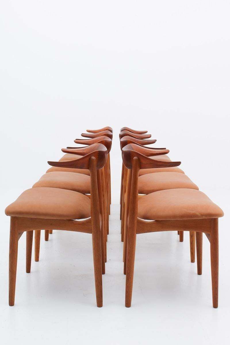 Set Of Eight Danish Dining Chairs "Cowhorn Chair" By Knud Faerch photo for sale