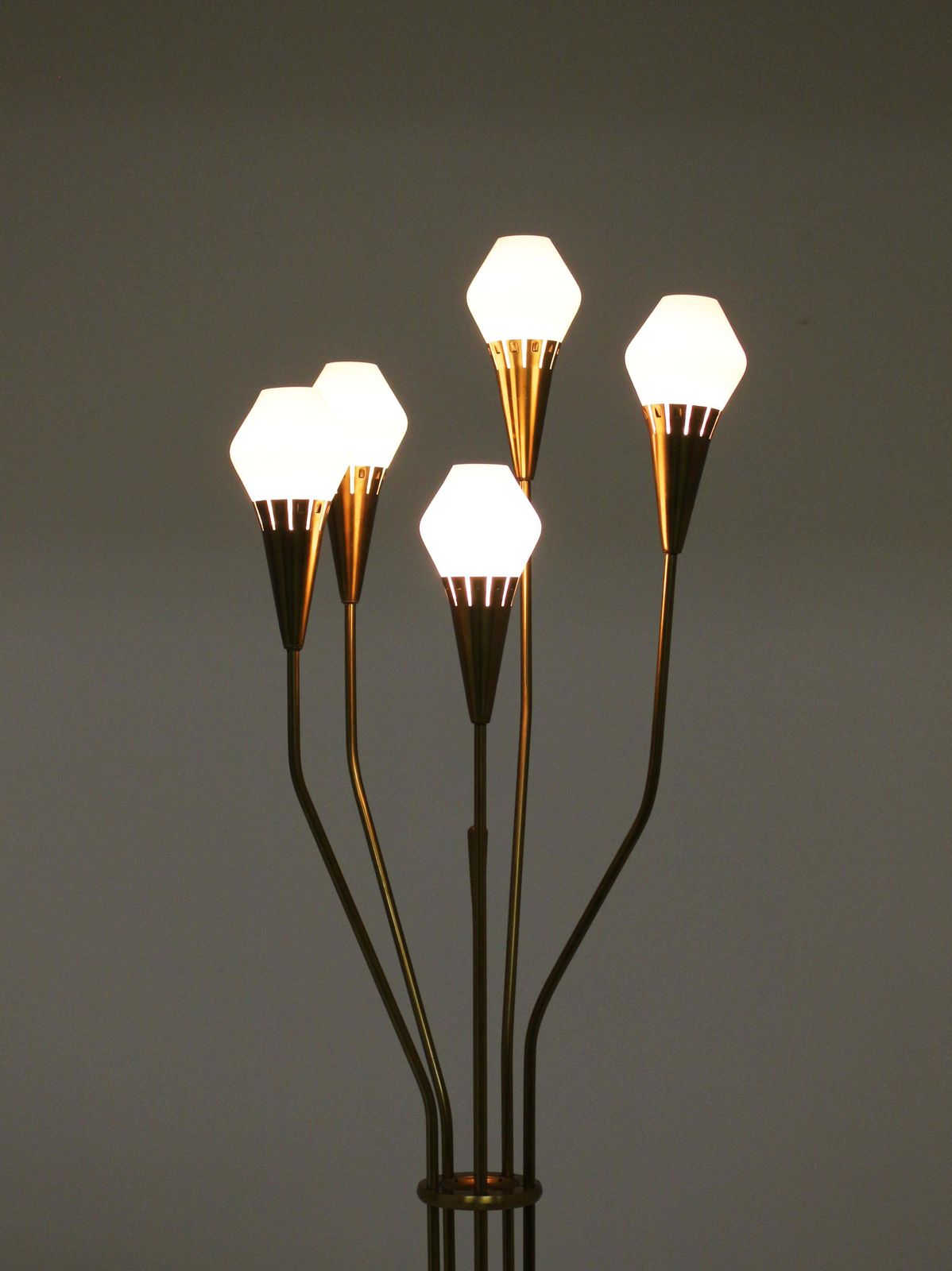 photo buy Swedish Floor Lamp In Brass And Opaline Glass By Böhlmarks, 1950s