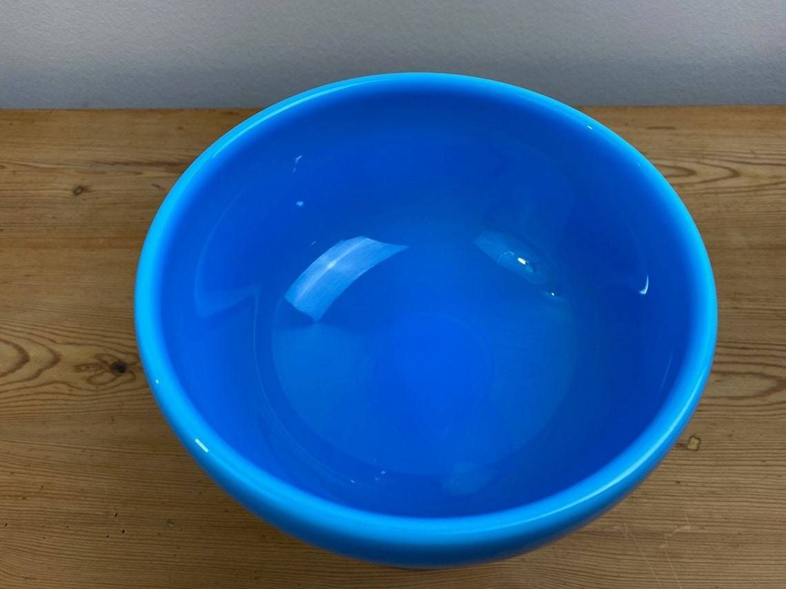 Electric Blue Footed Glass Bowl By Swedish Glass Artist Erik Hoglund For Boda photo vinterior