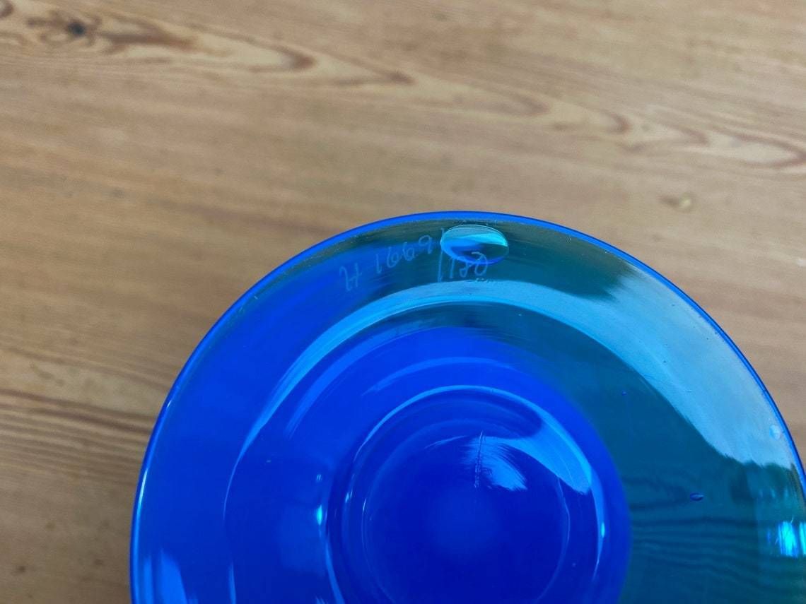 photo furniture Electric Blue Footed Glass Bowl By Swedish Glass Artist Erik Hoglund For Boda