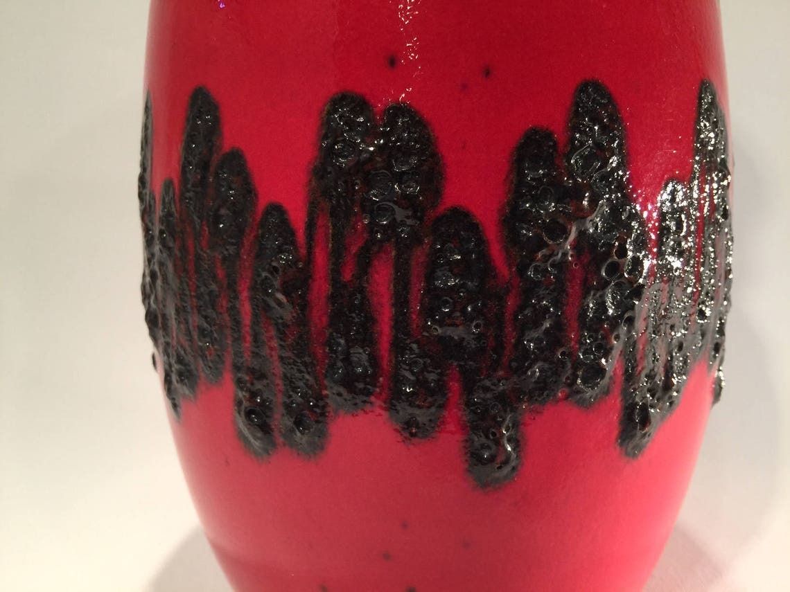 Big West Germany Bay Fat Lava Vase 30 Centimeters  11.70 Inches High German Studio Pottery Mid Century Modern Space Age Atomic Age photo vintage