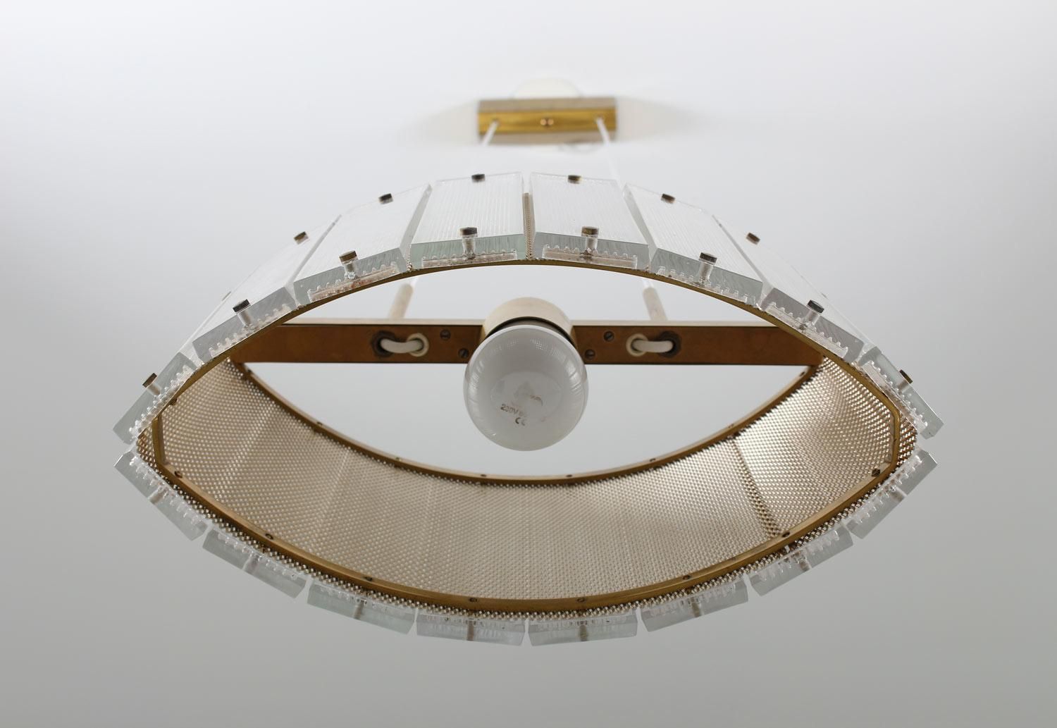 Swedish Mid Century Modern Pendant In Glass And Brass By Falkenbergs photo buy