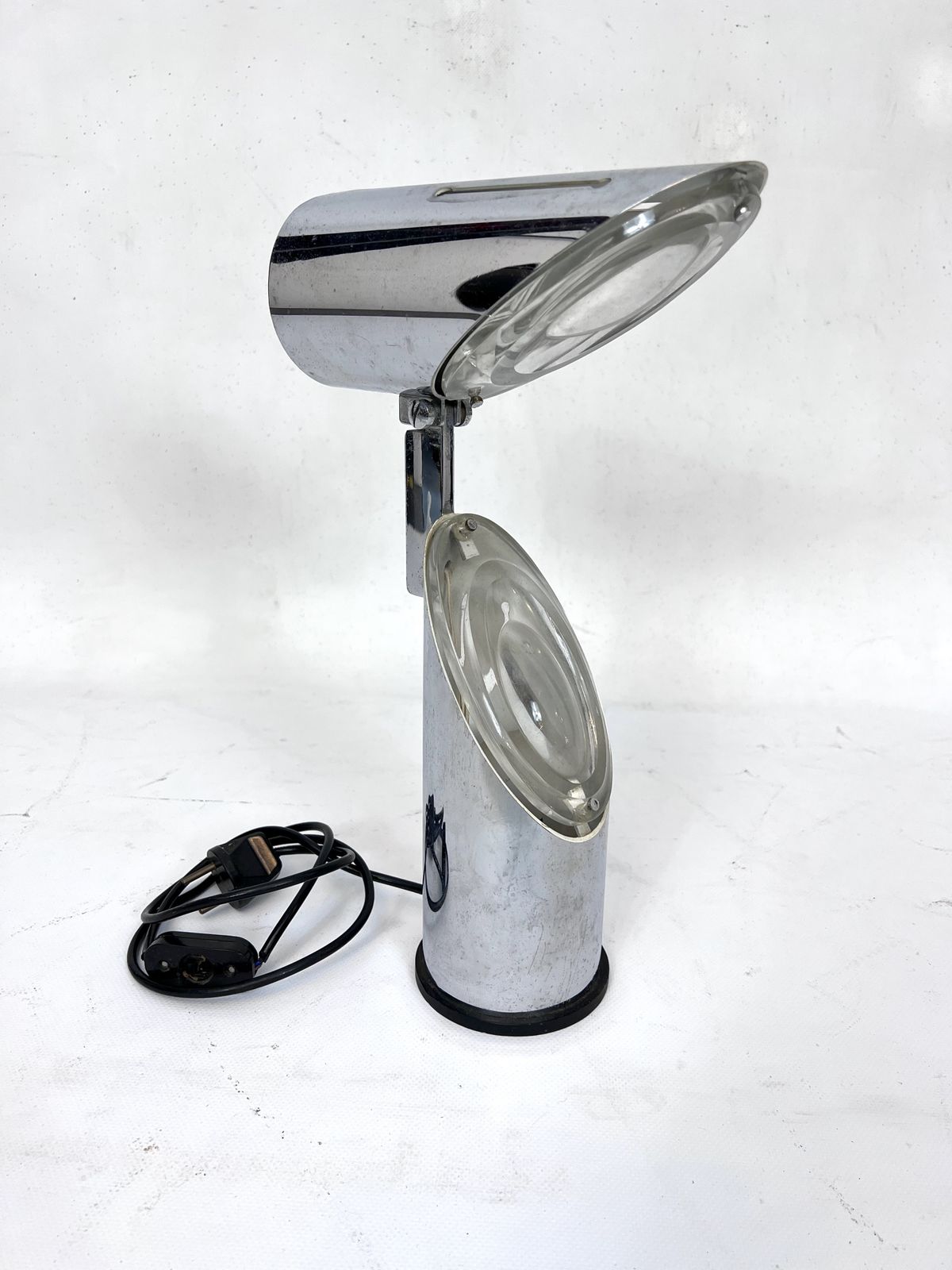 Oscar Torlasco, Modern Chrome And Glass Table Lamp By Stilkronen. Italy 1960s