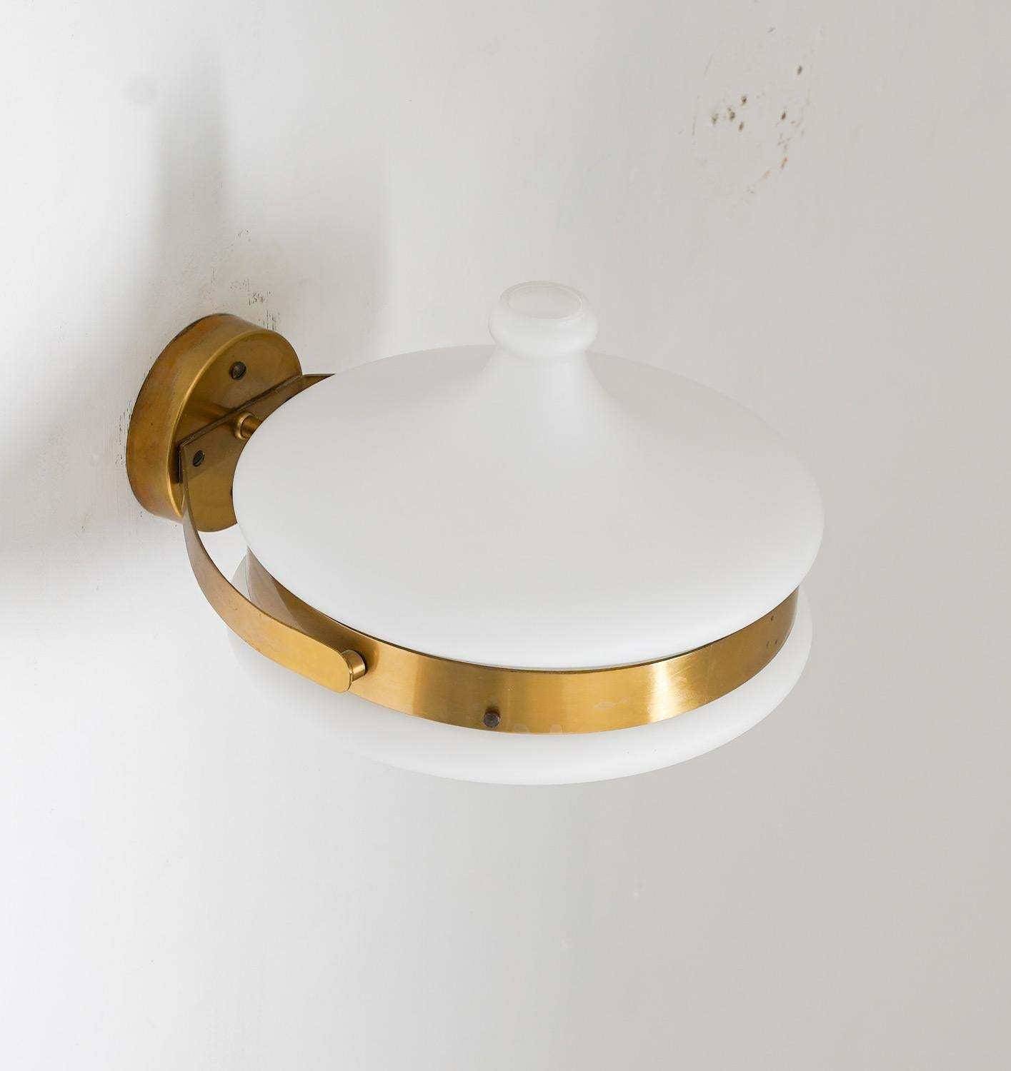 Swedish Mid Century Wall Lamps In Brass And Glass Falkenbergs photo for sale
