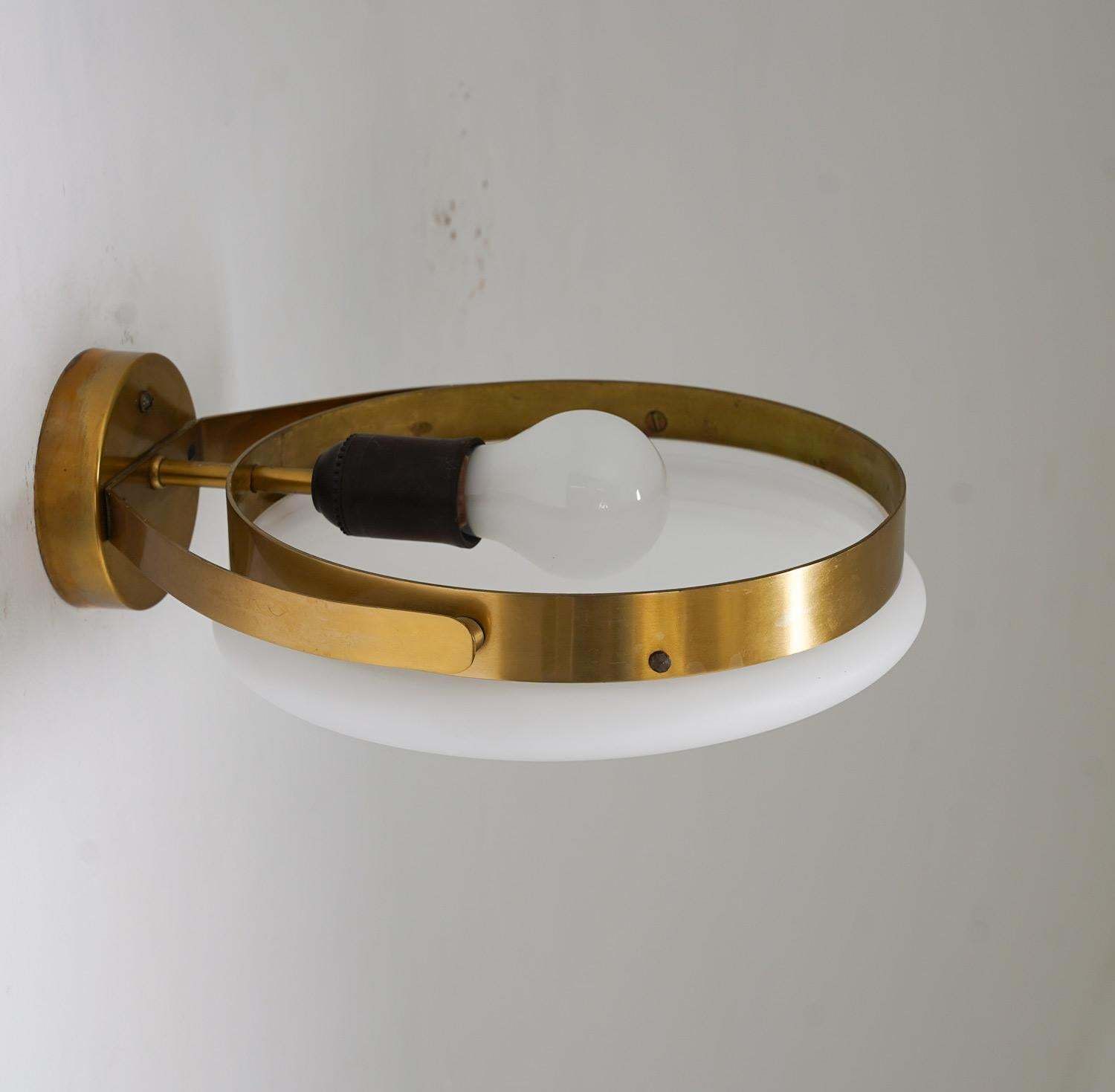 Swedish Mid Century Wall Lamps In Brass And Glass Falkenbergs photo vintage