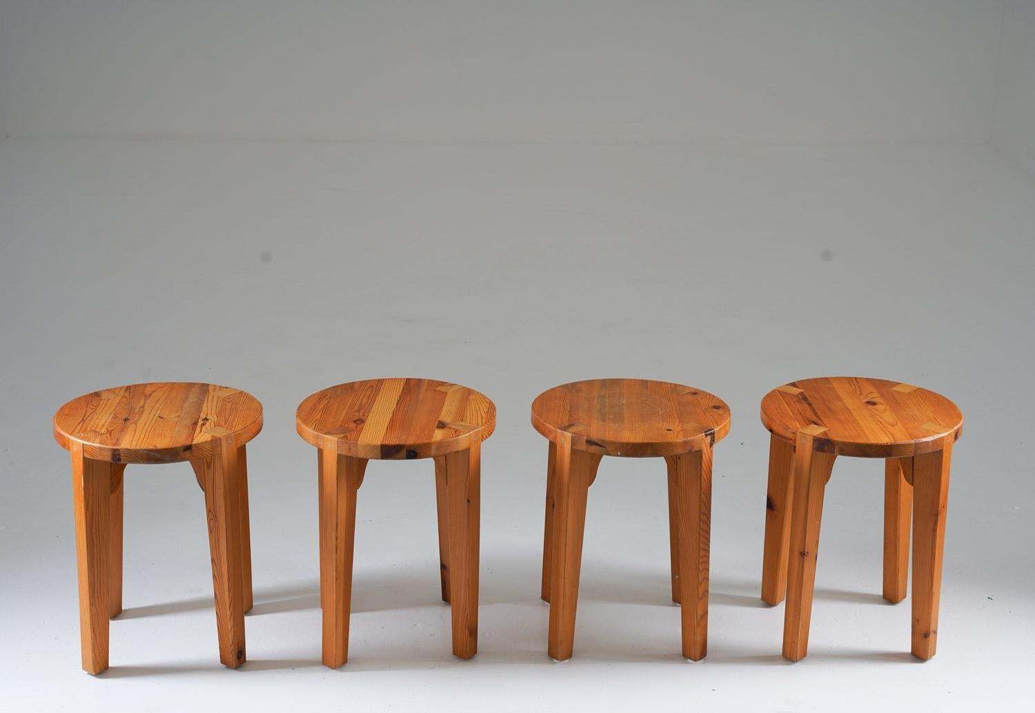 Swedish Stools In Pine, 1970s, Vintage photo furniture