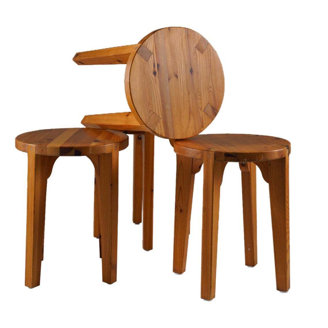 Swedish Stools In Pine, 1970s, Vintage photo vintage