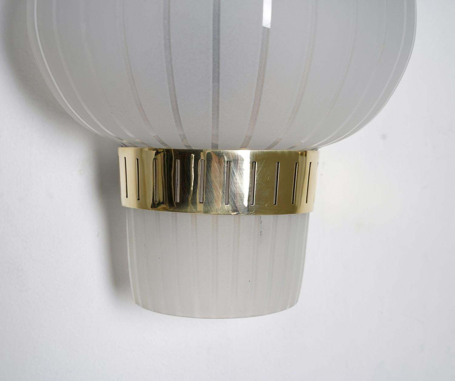 Pair Of Swedish Mid Century Wall Lamps In Brass And Glass By Böhlmarks photo buy