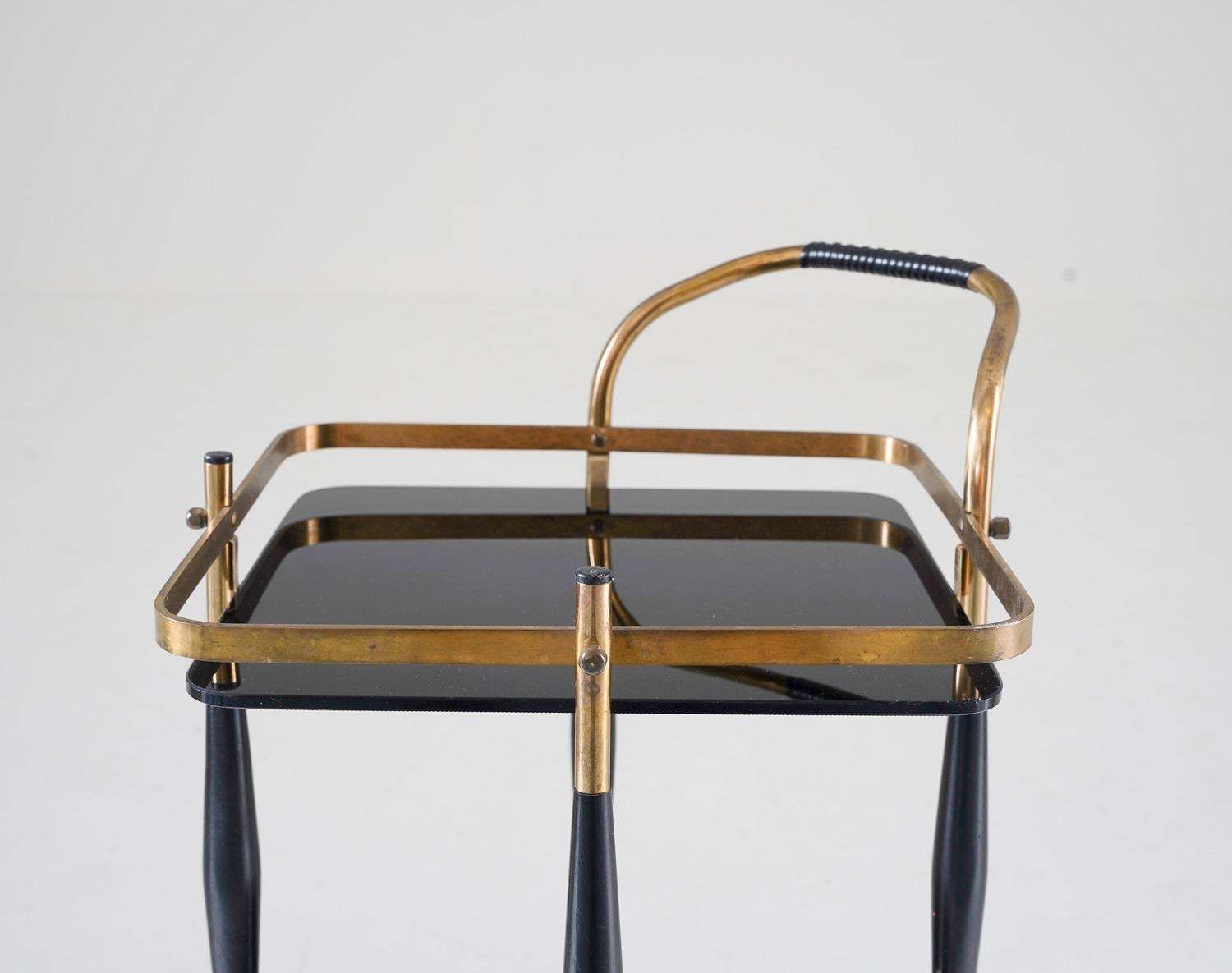 Scandinavian Midcentury Bar Cart In Brass And Glass photo 1958.0