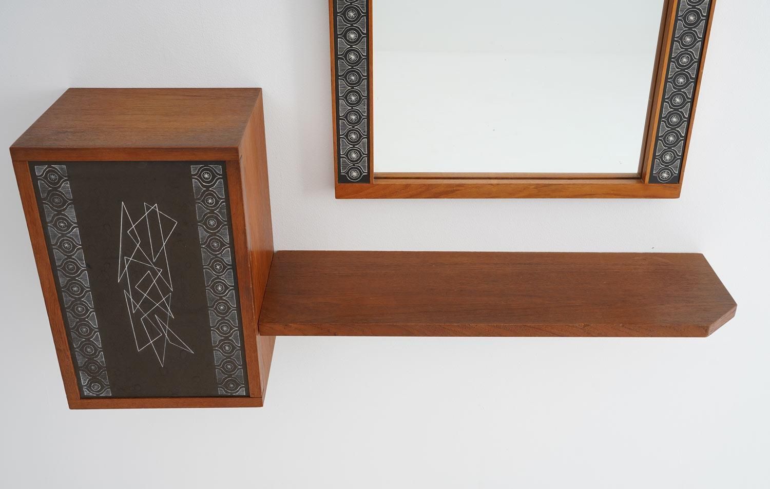 Swedish Hallway Shelf And Mirror In Teak By Hans Agne Jakobsson photo for sale